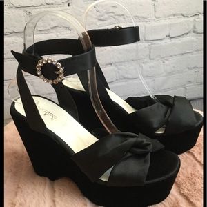 SOMETHING BLEU| BLACK| PLATFORM| SATIN SHOES